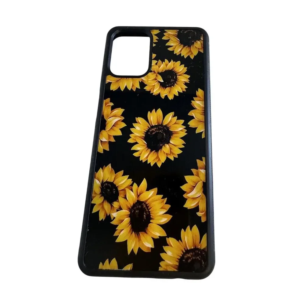 Samsung Galaxy A12 Smartphone Case Black Sunflowers Fellowes artsy J-01